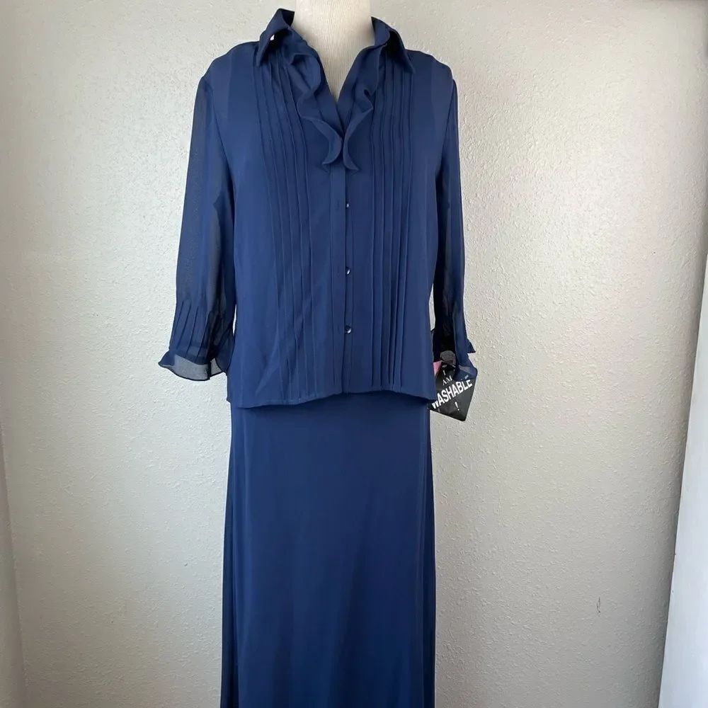 NWT Virgo Petite Matching Blouse Top and Sleeveless Dress Size 10